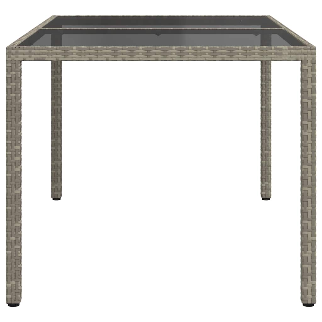 vidaXL Garden Table | Grey | Poly rattan, Powder-coated steel, Tempered glass 4