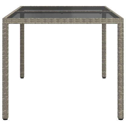 vidaXL Garden Table | Grey | Poly rattan, Powder-coated steel, Tempered glass 4