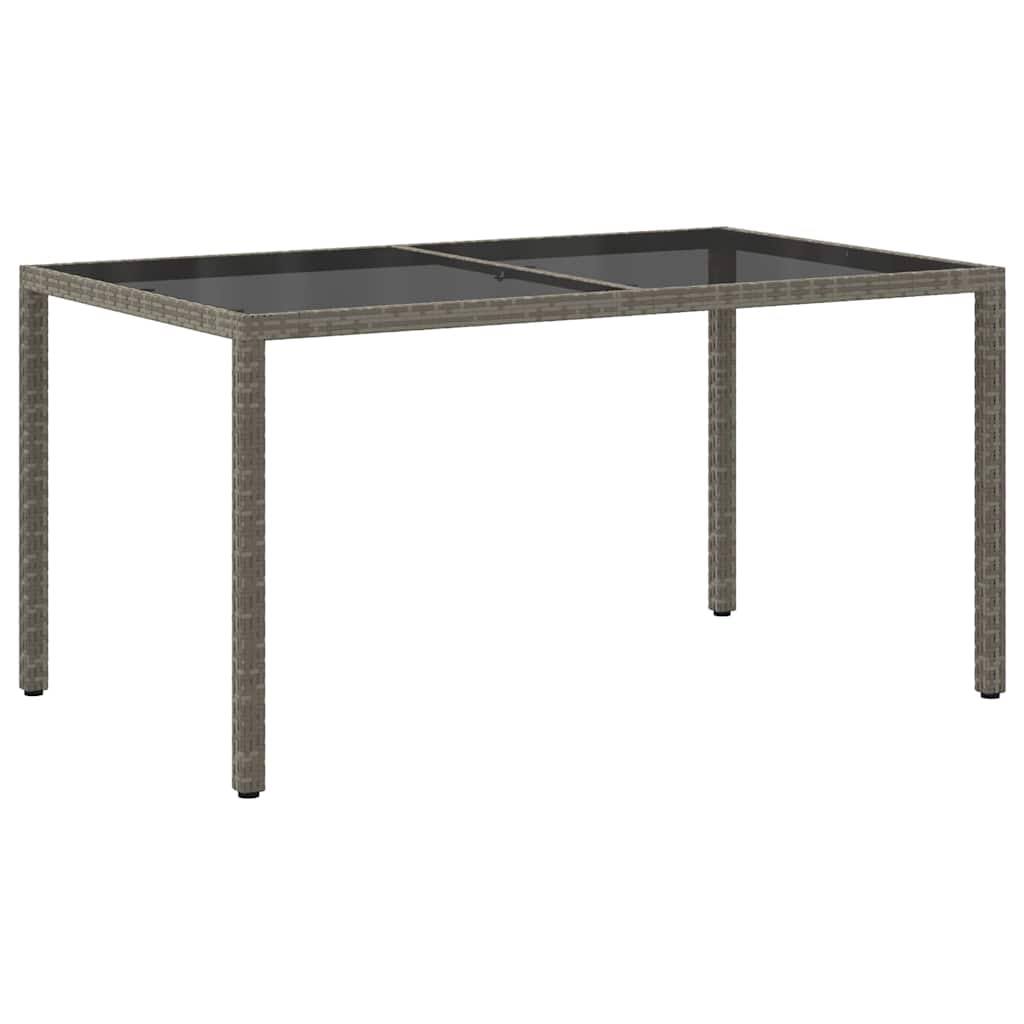 vidaXL Garden Table | Grey | Poly rattan, Powder-coated steel, Tempered glass 5