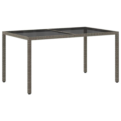 vidaXL Garden Table | Grey | Poly rattan, Powder-coated steel, Tempered glass 5