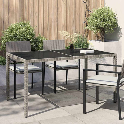 vidaXL Garden Table | Grey | Poly rattan, Powder-coated steel, Tempered glass 1