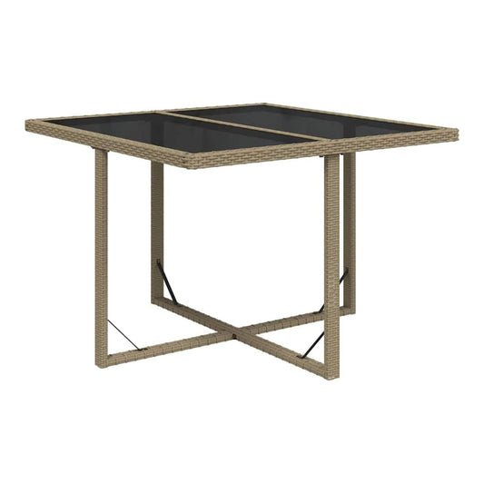 Garden Table 109x107x74 cm Poly Rattan and Glass Beige