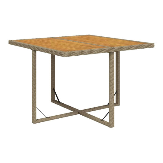 Garden Table 109x107x74 cm Poly Rattan&Solid Wood Acacia Beige
