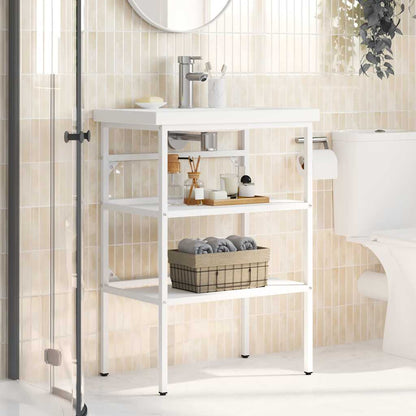 vidaXL Bathroom Washbasin Frame | White | Powder-coated iron | 59x38x83 cm 3