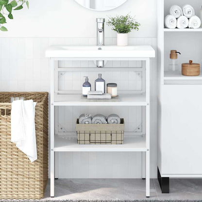 vidaXL Bathroom Washbasin Frame | White | Powder-coated iron | 59x38x83 cm 1