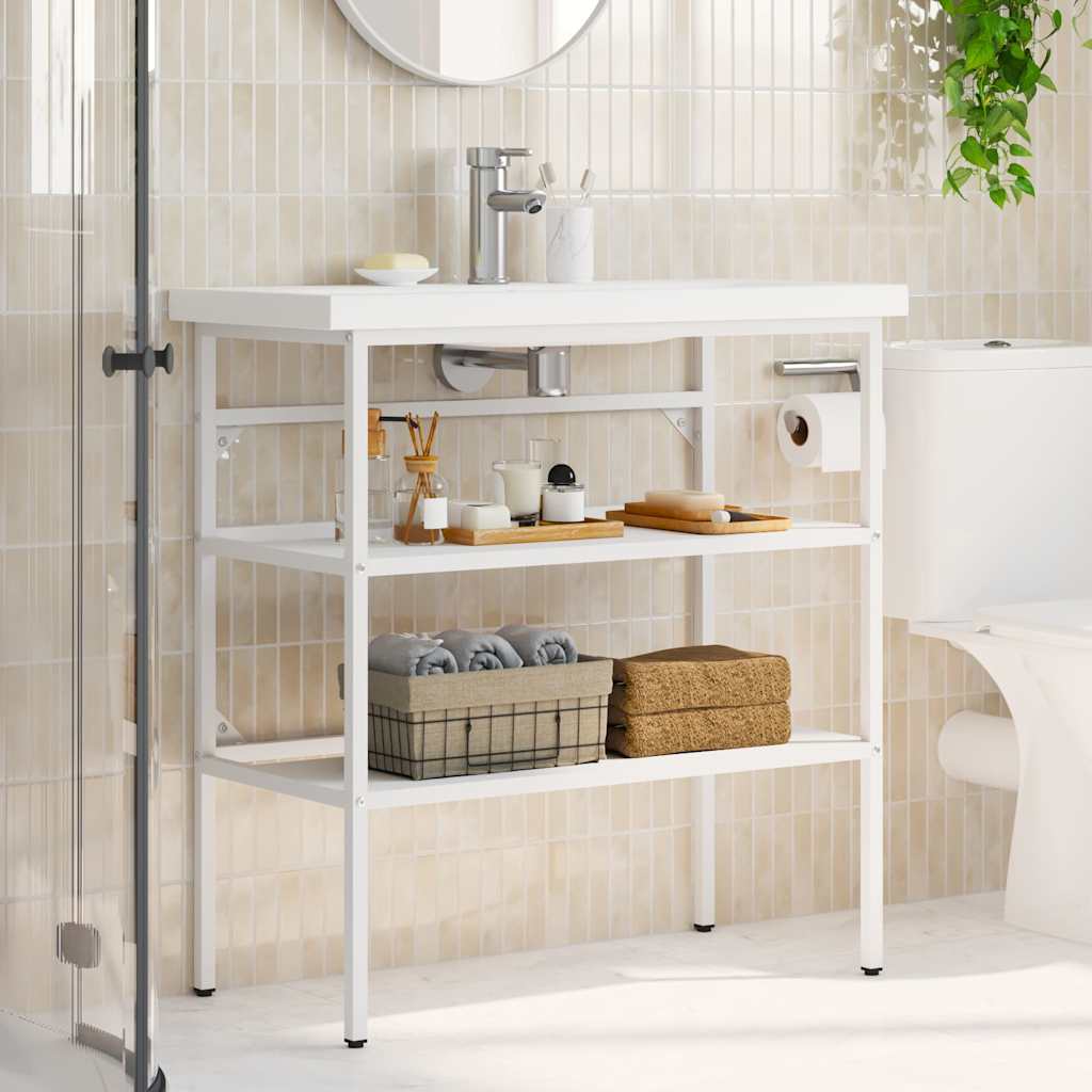 vidaXL Bathroom Washbasin Frame | White | Powder-coated iron | Medium 3
