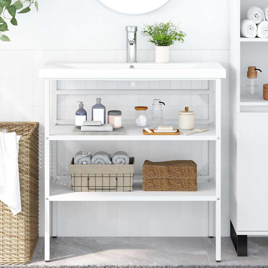 vidaXL Bathroom Washbasin Frame | White | Powder-coated iron | Medium 1