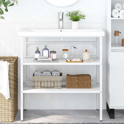vidaXL Bathroom Washbasin Frame | White | Powder-coated iron | Medium 1