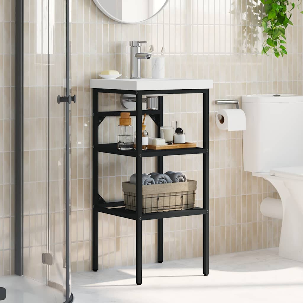 vidaXL Bathroom Washbasin Frame | Black | Iron | Medium 3