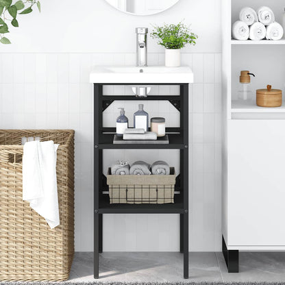 vidaXL Bathroom Washbasin Frame | Black | Iron | Medium 1