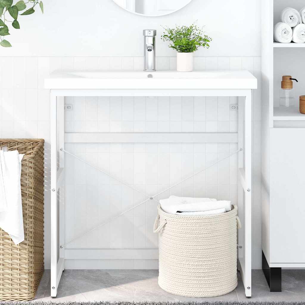 vidaXL Bathroom Washbasin Frame | White | Powder-coated iron | Medium 1