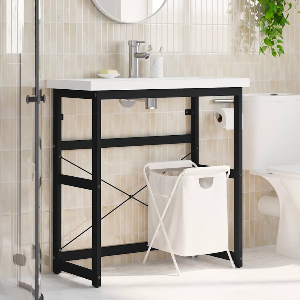 vidaXL Bathroom Washbasin Frame | Black | Powder-coated iron | 79x38x83 cm 3