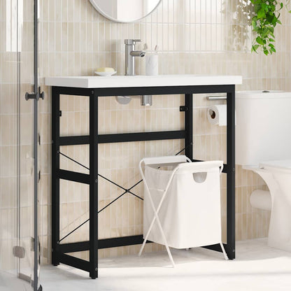 vidaXL Bathroom Washbasin Frame | Black | Powder-coated iron | 79x38x83 cm 3
