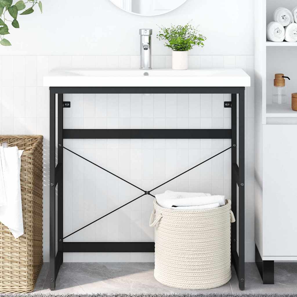 vidaXL Bathroom Washbasin Frame | Black | Powder-coated iron | 79x38x83 cm 1