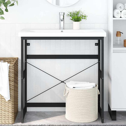 vidaXL Bathroom Washbasin Frame | Black | Powder-coated iron | 79x38x83 cm 1