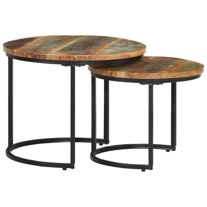 Nesting Tables Ø 40 x 34 cm Solid reclaimed wood 2