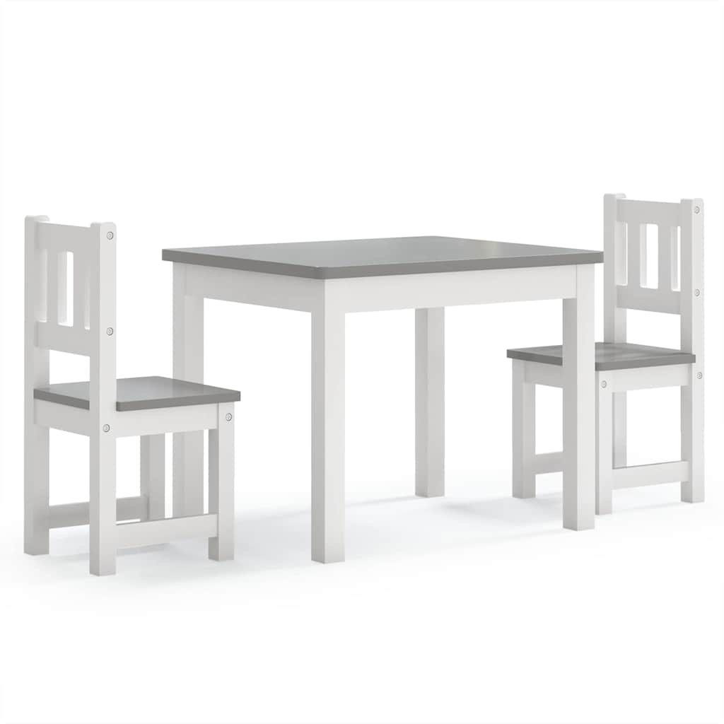 vidaXL Children Table And Chair Set | White and grey | MDF | Small | Ergonomic 2
