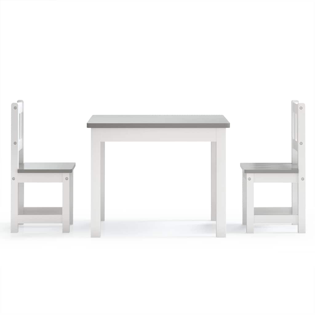 vidaXL Children Table And Chair Set | White and grey | MDF | Small | Ergonomic 3