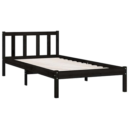 vidaXL Bed Frame without Mattress Black Solid Wood Small Single 3