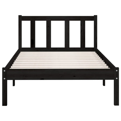vidaXL Bed Frame without Mattress Black Solid Wood Small Single 4