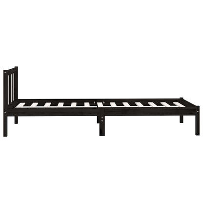 vidaXL Bed Frame without Mattress Black Solid Wood Small Single 6