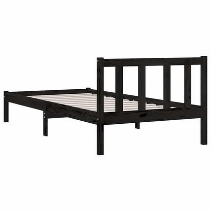 vidaXL Bed Frame without Mattress Black Solid Wood Small Single 5