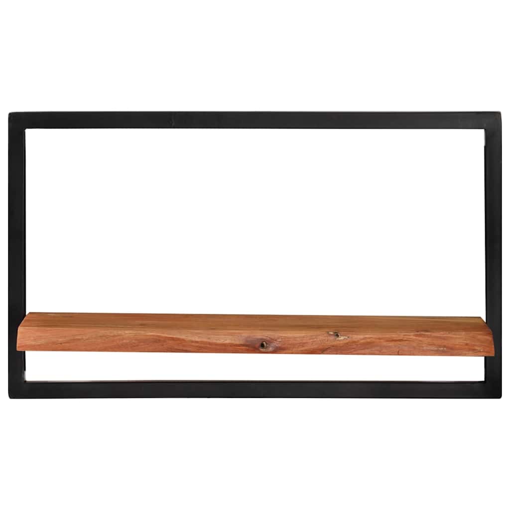 vidaXL Wall Shelf | Set of 2 | Natural wood, Black | Solid acacia wood, Steel 2