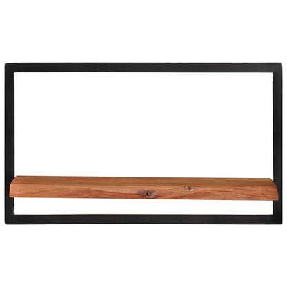 vidaXL Wall Shelf | Set of 2 | Natural wood, Black | Solid acacia wood, Steel 2