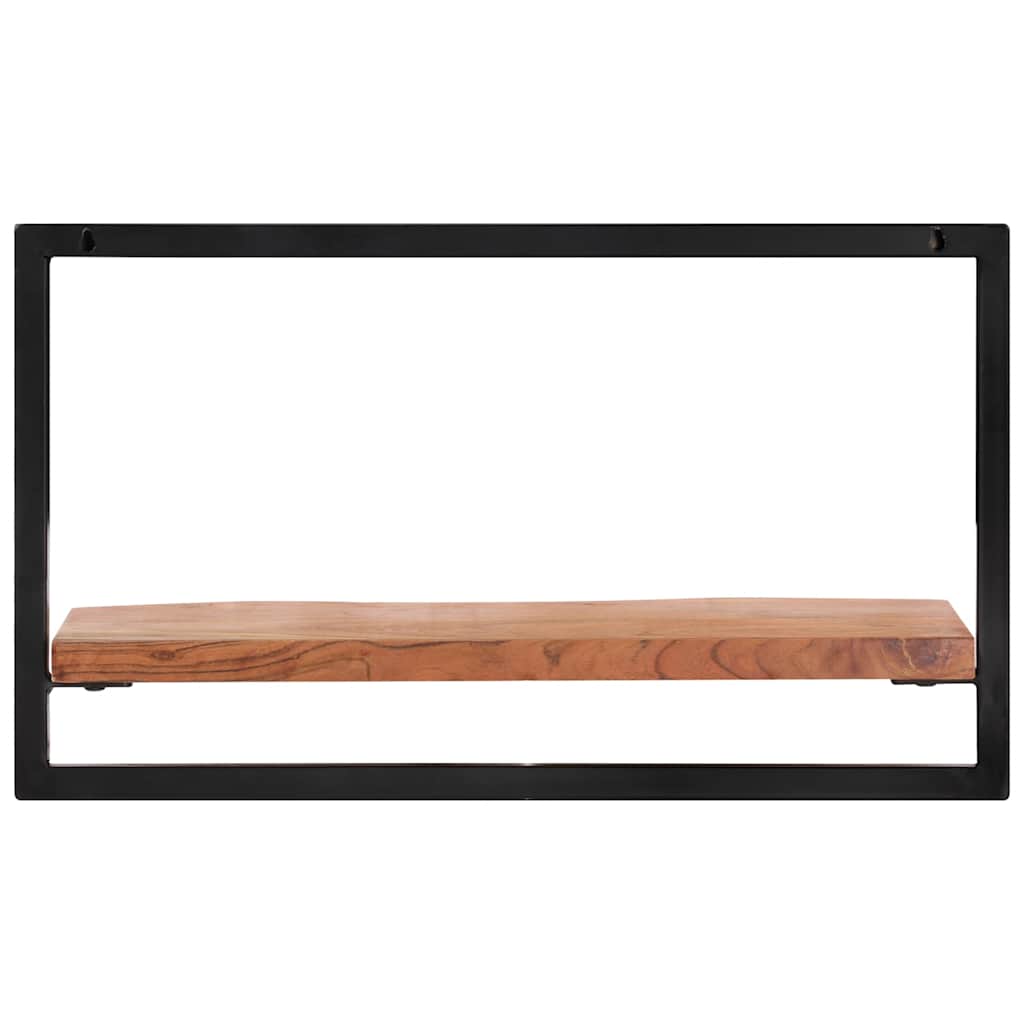 vidaXL Wall Shelf | Set of 2 | Natural wood, Black | Solid acacia wood, Steel 3