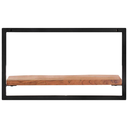vidaXL Wall Shelf | Set of 2 | Natural wood, Black | Solid acacia wood, Steel 3