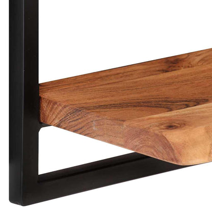 vidaXL Wall Shelf | Set of 2 | Natural wood, Black | Solid acacia wood, Steel 5