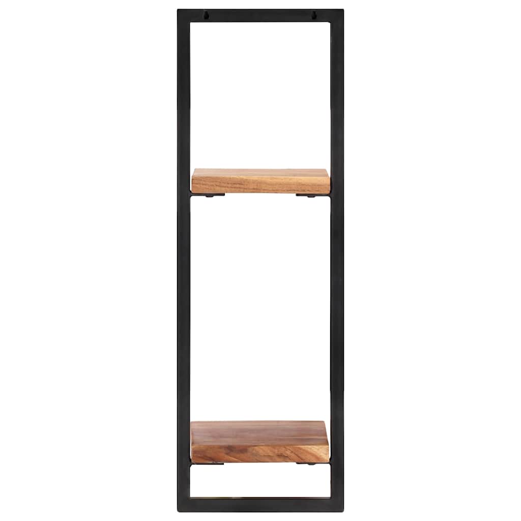 vidaXL Wall Shelf | Set of 2 | Natural wood and black | Solid Acacia wood, Steel 4