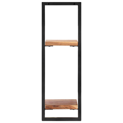 vidaXL Wall Shelf | Set of 2 | Natural wood and black | Solid Acacia wood, Steel 4