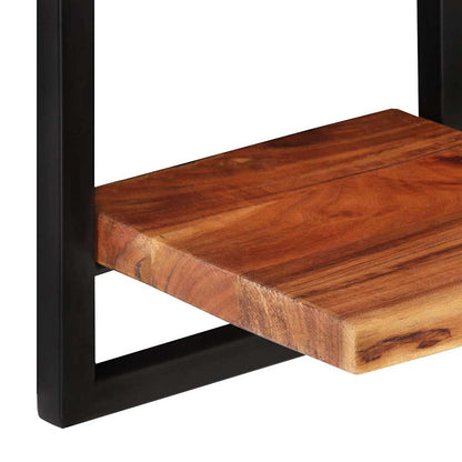 vidaXL Wall Shelf | Set of 2 | Natural wood and black | Solid Acacia wood, Steel 6