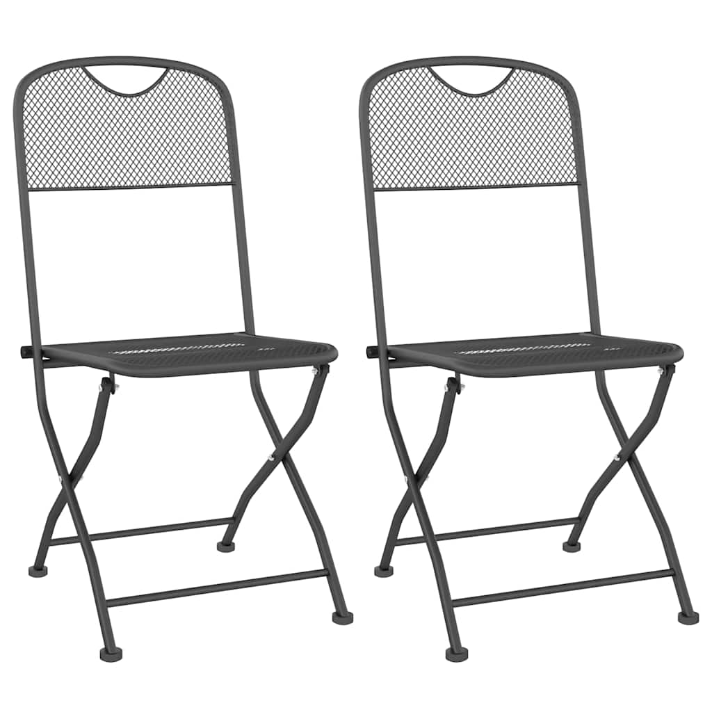 vidaXL Folding Chairs 2 pcs Expanded Metal Mesh Anthracite 2
