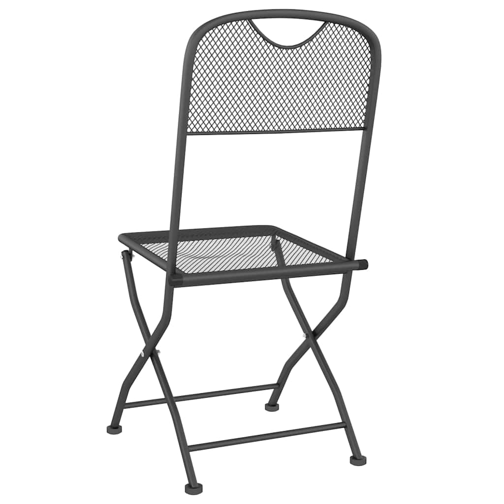 vidaXL Folding Chairs 2 pcs Expanded Metal Mesh Anthracite 6
