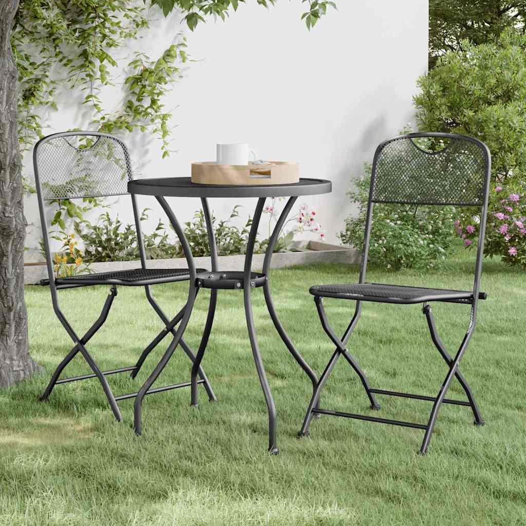 vidaXL Folding Chairs 2 pcs Expanded Metal Mesh Anthracite 1