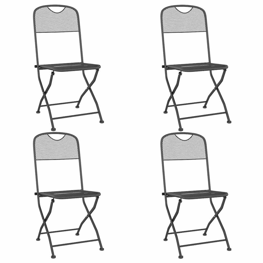 vidaXL Folding Chairs 4 pcs Expanded Metal Mesh Anthracite 2