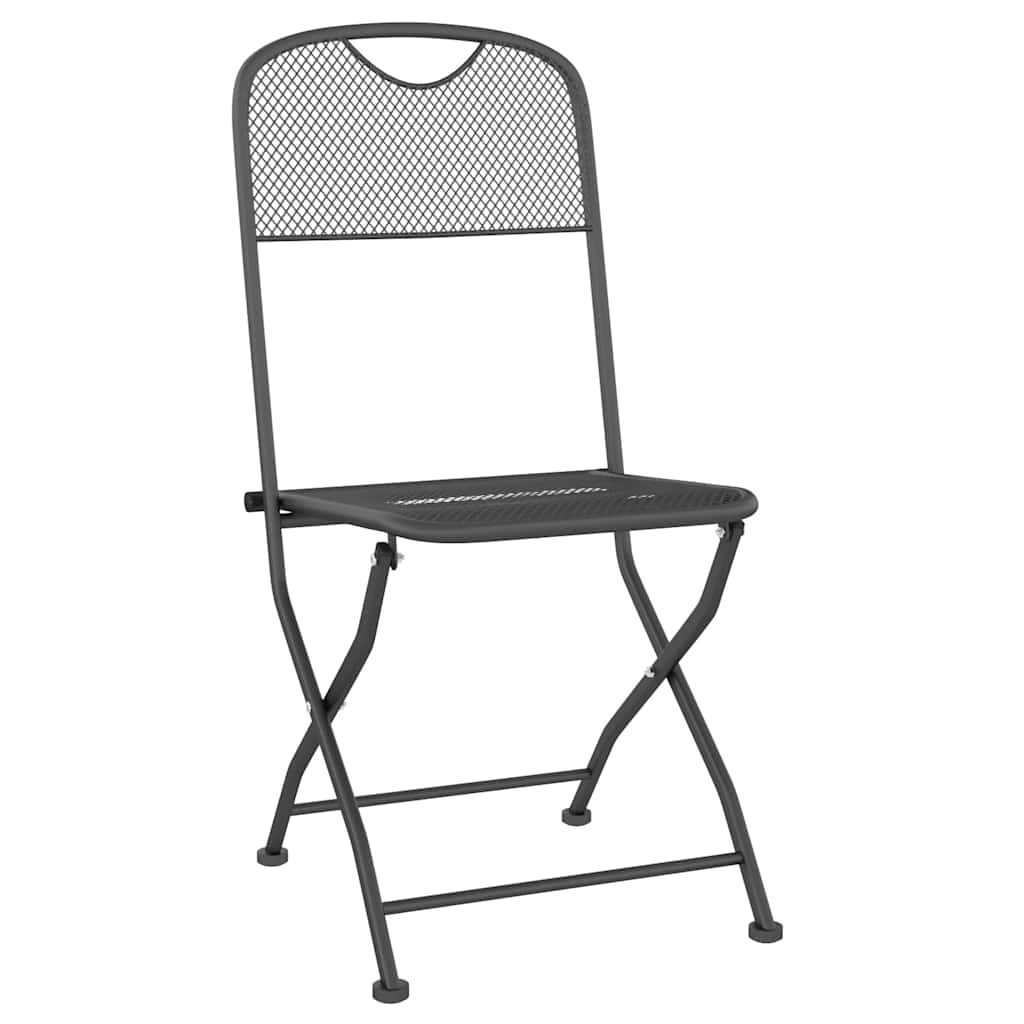 vidaXL Folding Chairs 4 pcs Expanded Metal Mesh Anthracite 3