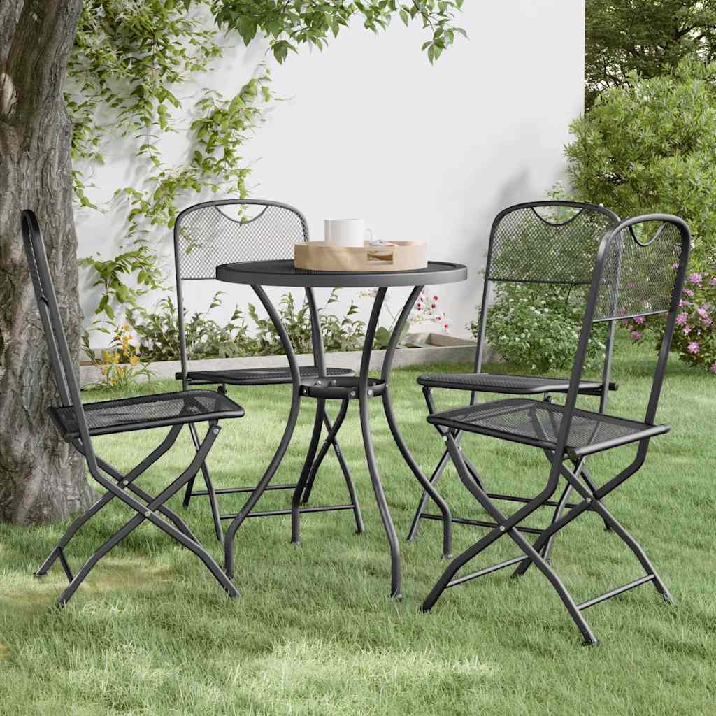 vidaXL Folding Chairs 4 pcs Expanded Metal Mesh Anthracite 1