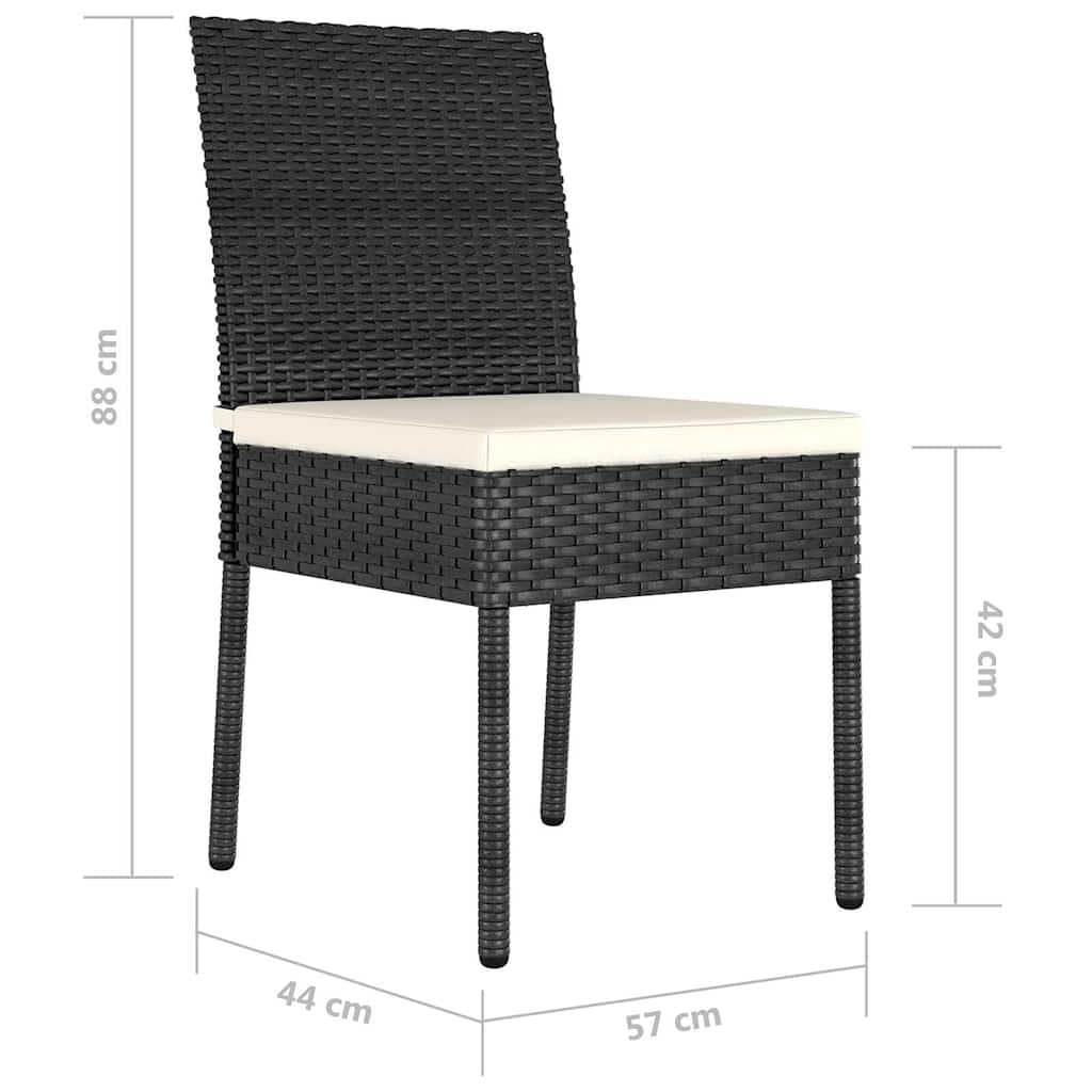 vidaXL Garden Dining Chairs 2 pcs Poly Rattan Black 6