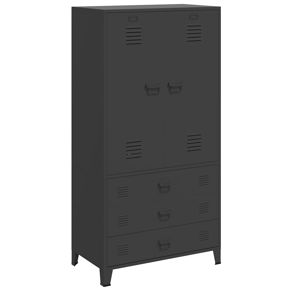vidaXL Wardrobe | Black | Metal | Large | Wardrobe | Rectangular | Industrial 2