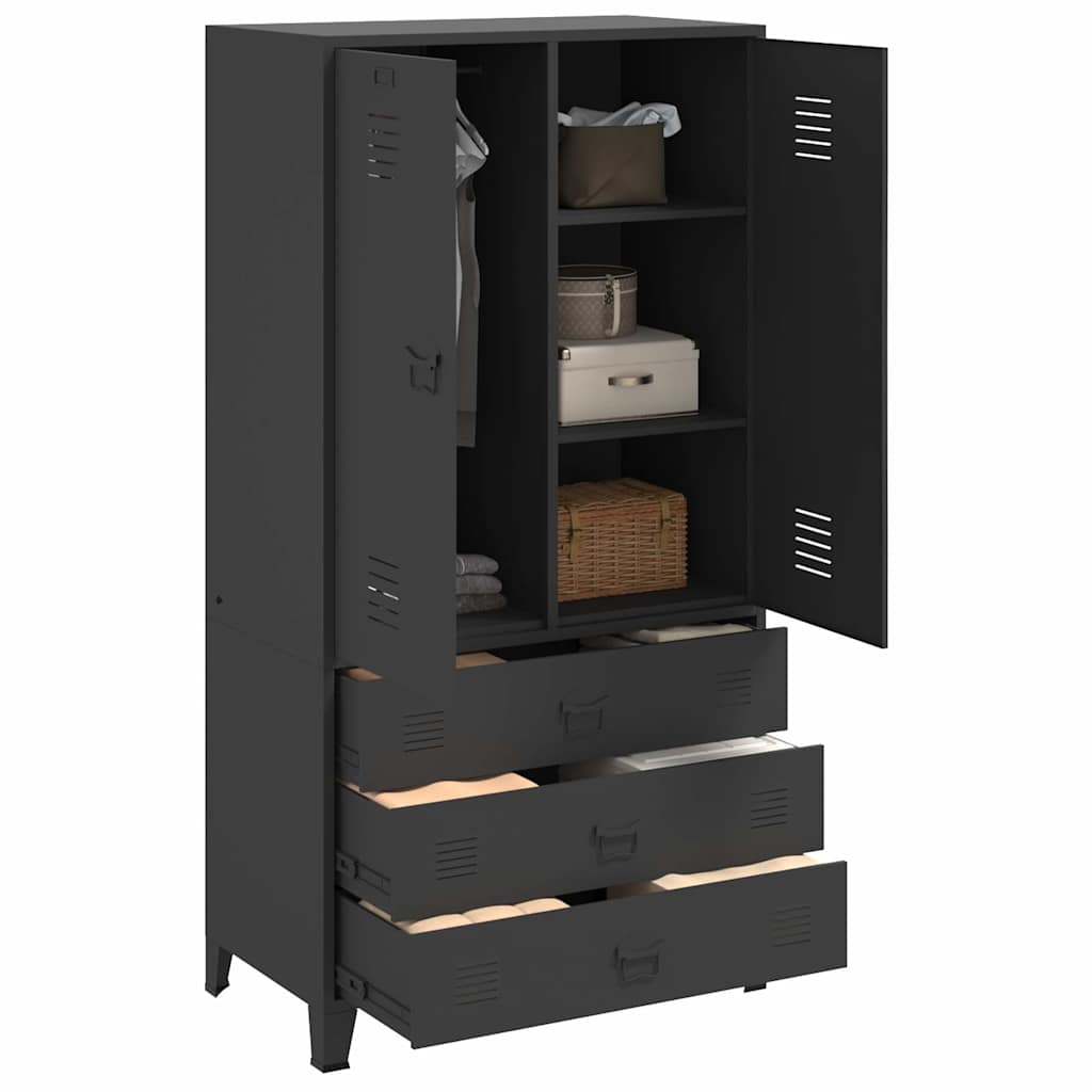vidaXL Wardrobe | Black | Metal | Large | Wardrobe | Rectangular | Industrial 3