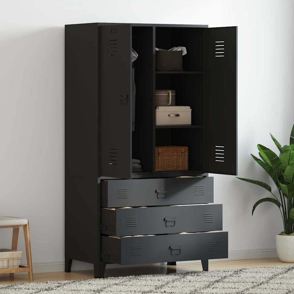 vidaXL Wardrobe | Black | Metal | Large | Wardrobe | Rectangular | Industrial 1