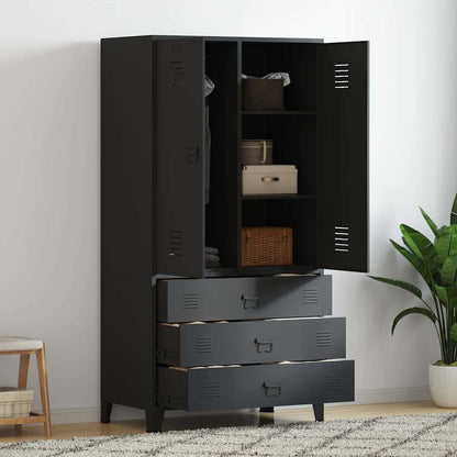 vidaXL Wardrobe | Black | Metal | Large | Wardrobe | Rectangular | Industrial 1