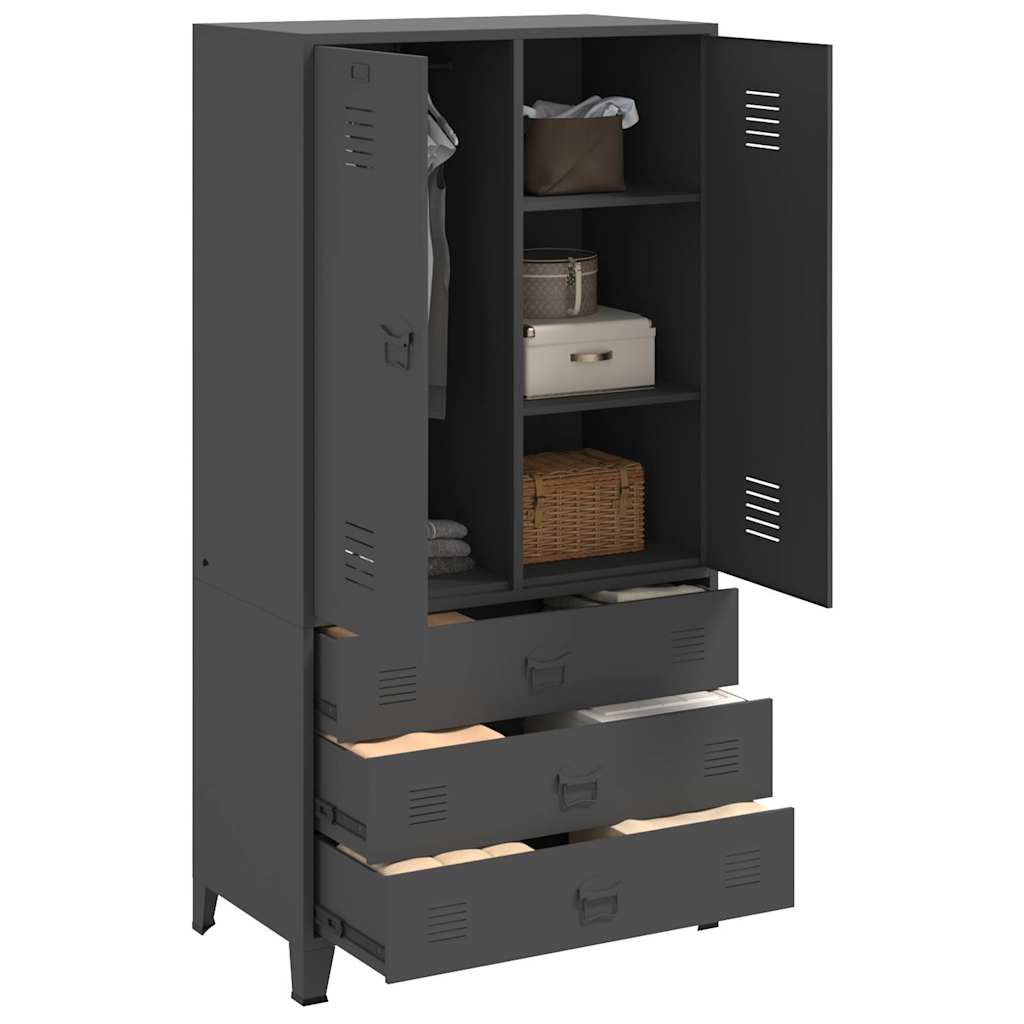 vidaXL Wardrobe | Anthracite | Metal | 90x50x180 cm | Wardrobe | Rectangular 3