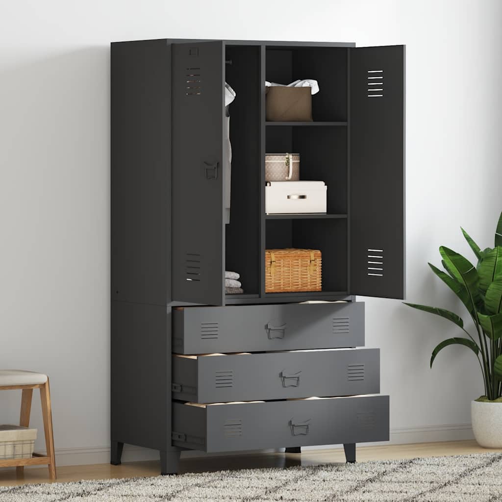 vidaXL Wardrobe | Anthracite | Metal | 90x50x180 cm | Wardrobe | Rectangular 1