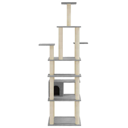 vidaXL Cat Tree | Light grey | Engineered wood, plush, sisal | Large | Cat Tree 4