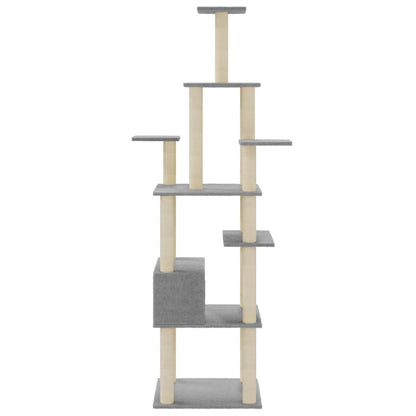 vidaXL Cat Tree | Light grey | Engineered wood, plush, sisal | Large | Cat Tree 5