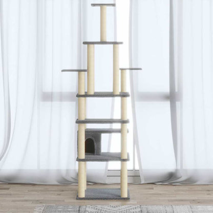 vidaXL Cat Tree | Light grey | Engineered wood, plush, sisal | Large | Cat Tree 1
